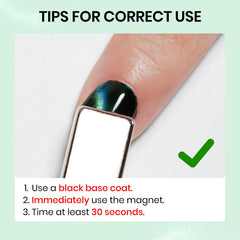SUPWEE magnet held over wet polish demonstrating easy cat-eye creation benefit