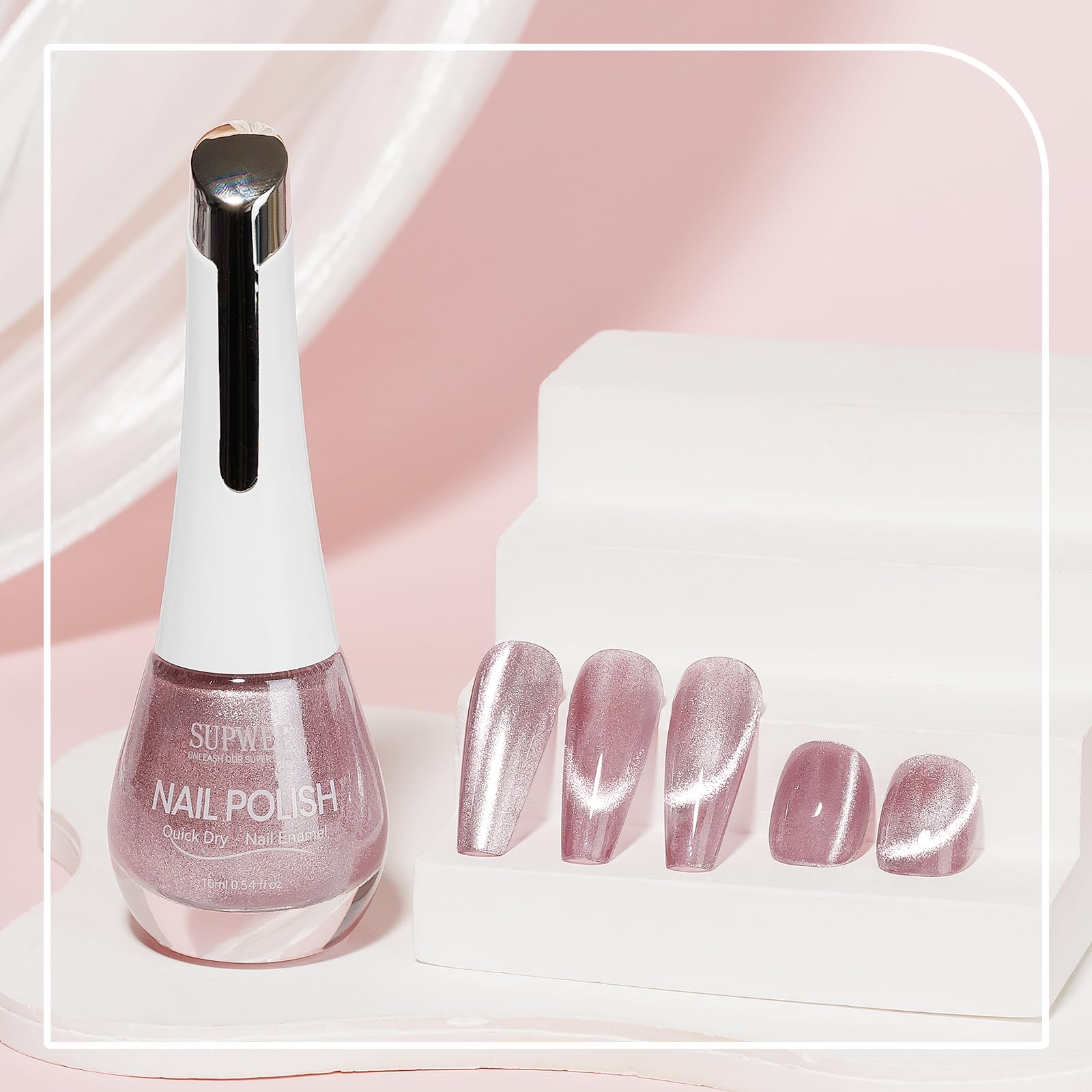 SUPWEE manicure in progress lifestyle scene showing fast air-dry convenience