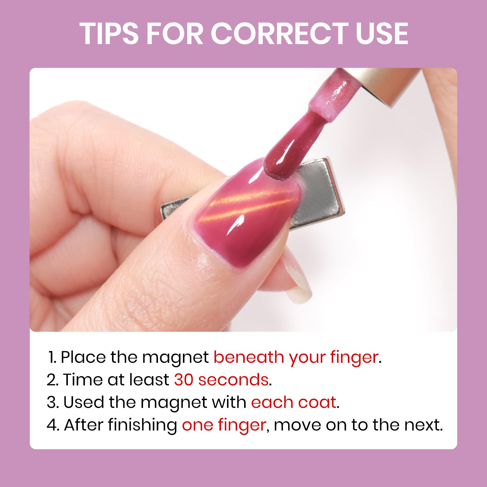 SUPWEE manicure lifestyle image on hand displaying dramatic red cat eye