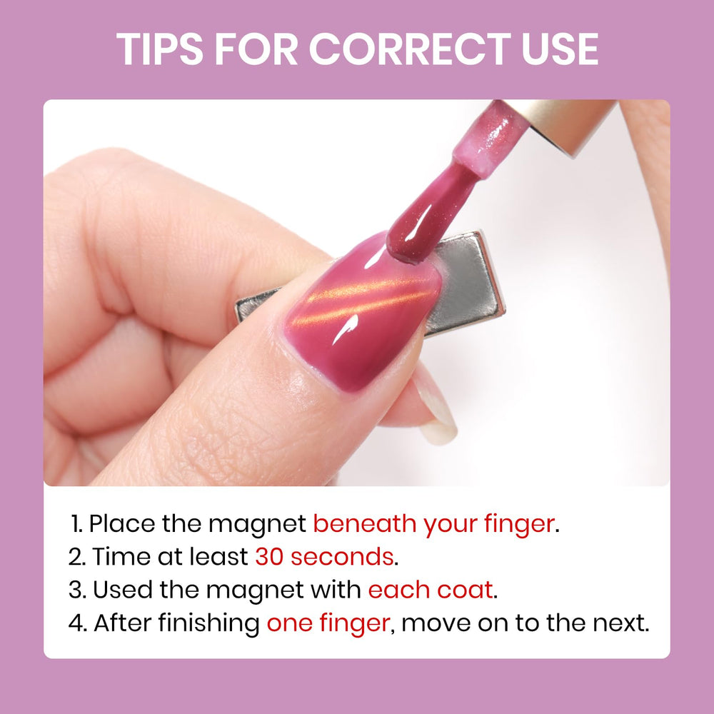 SUPWEE manicure lifestyle image on hand displaying dramatic red cat eye
