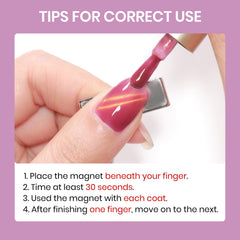 SUPWEE manicure lifestyle image on hand displaying dramatic red cat eye