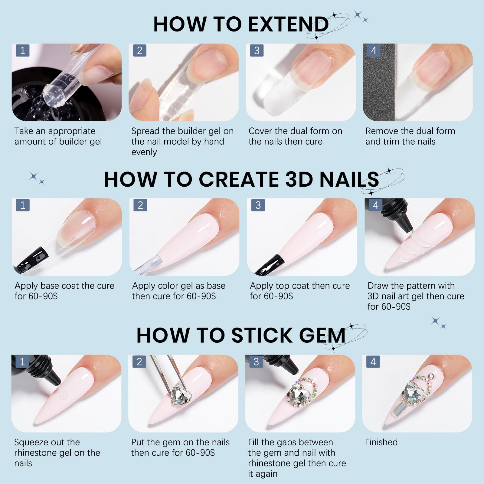 SUPWEE gel blended with chrome powder for reflective manicure results