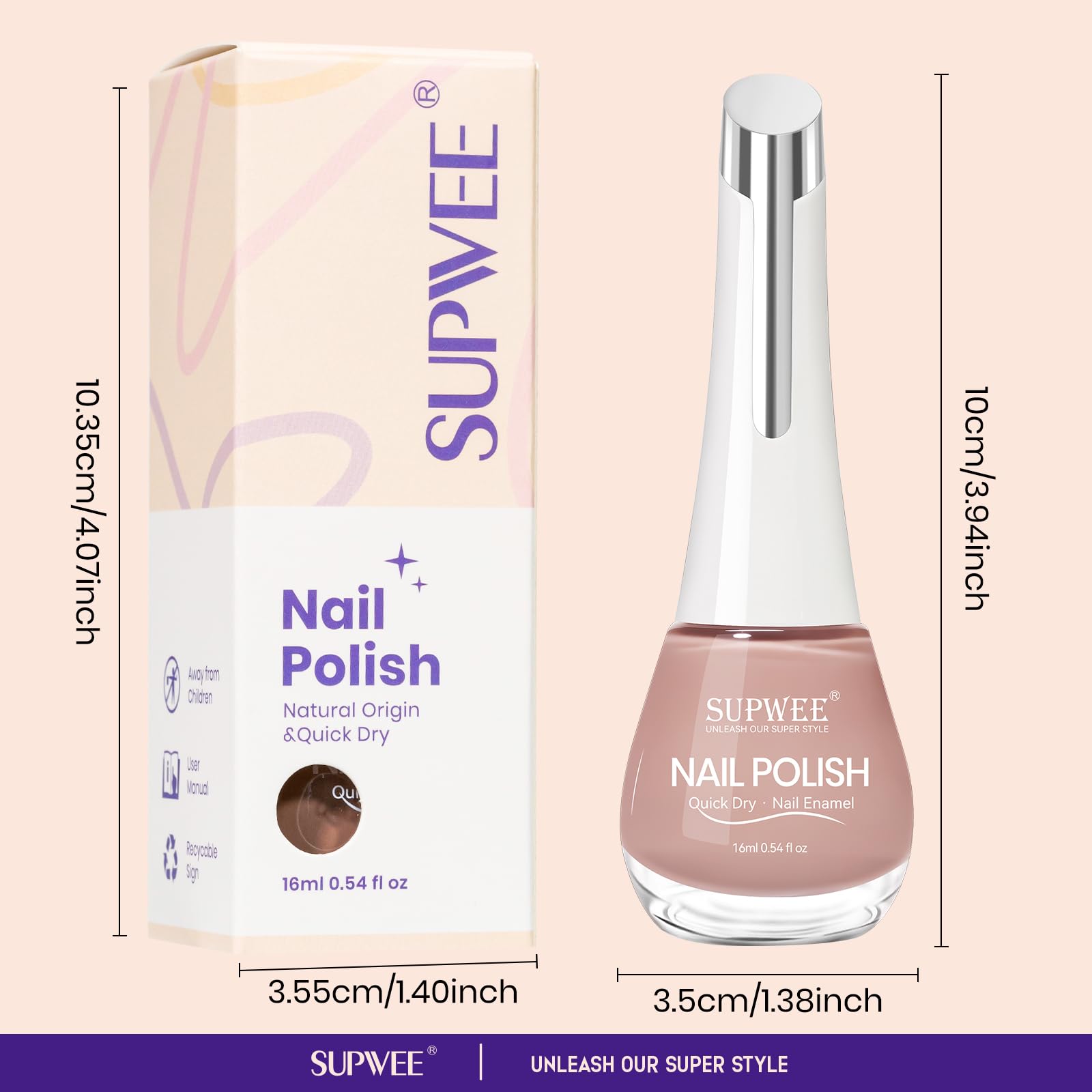 SUPWEE lifestyle shot with woman’s hands showcasing neutral polish versatility benefit