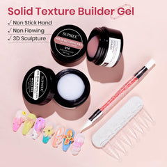 SUPWEE open jars displaying white and nude solid gel texture for precise sculpting