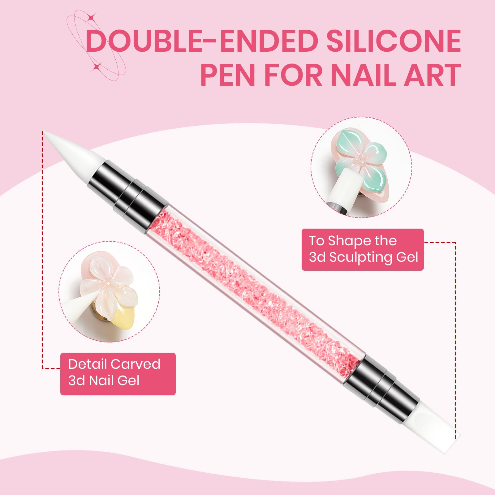 SUPWEE round diamond and pearl accent detail placed on gel to show instant decoration benefit