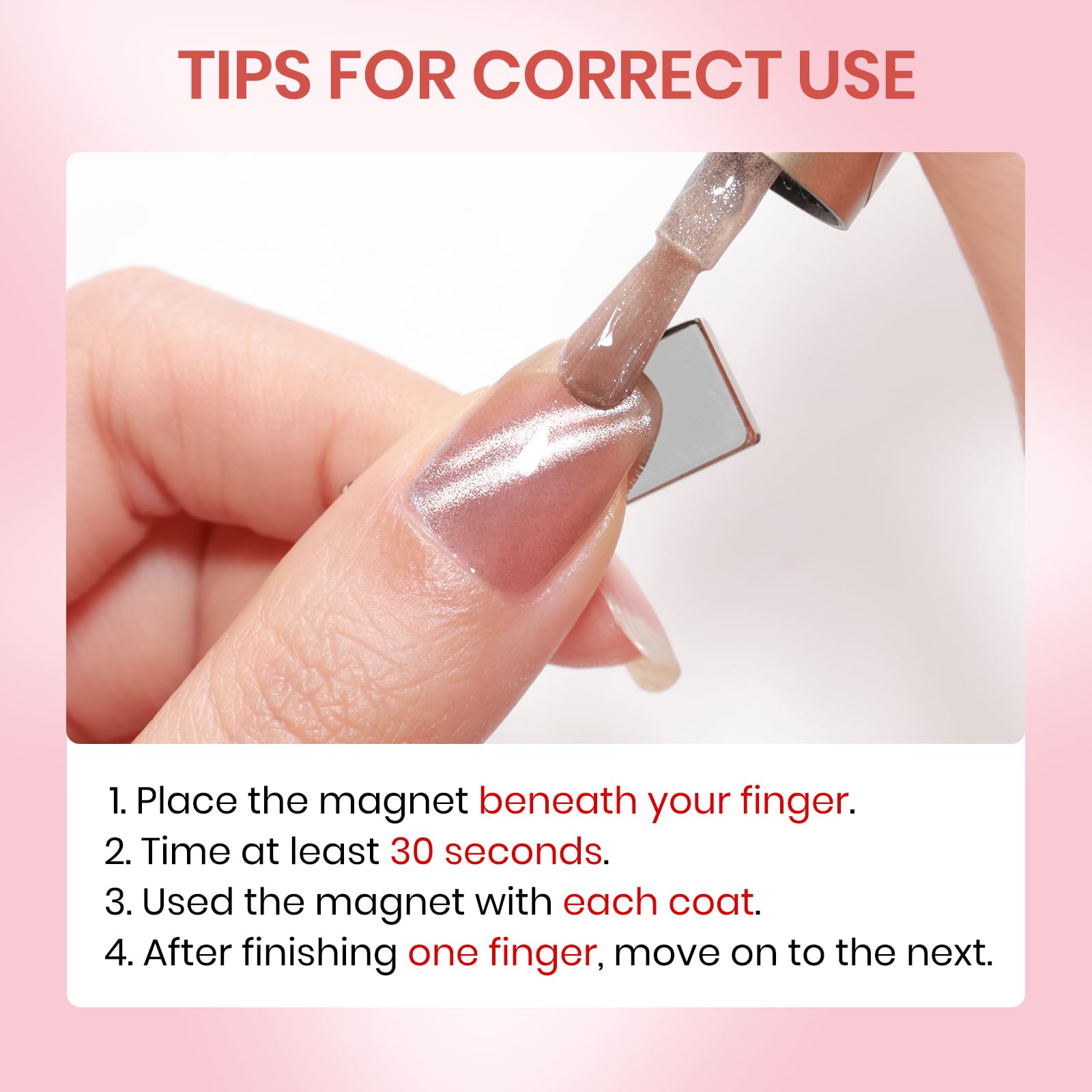 SUPWEE manicure scene with applied cat-eye polish showcasing salon-style finished nails