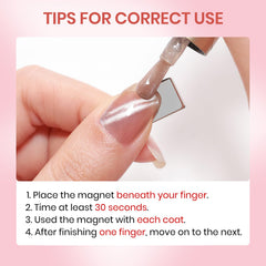 SUPWEE manicure scene with applied cat-eye polish showcasing salon-style finished nails