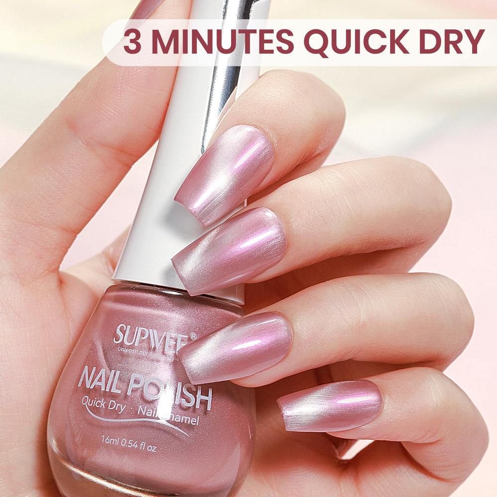 SUPWEE shimmer polish swatch close-up revealing multidimensional pink mermaid reflection