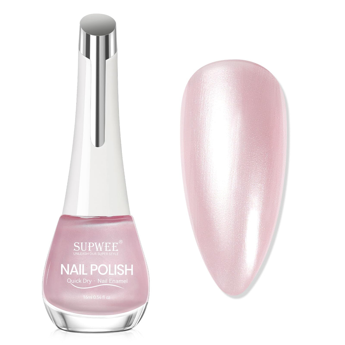 SUPWEE front bottle showing pink pearl shimmer and glossy finish