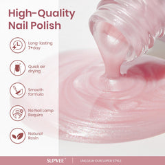 SUPWEE bottle beside shell and tiny pearls for nail-art inspiration