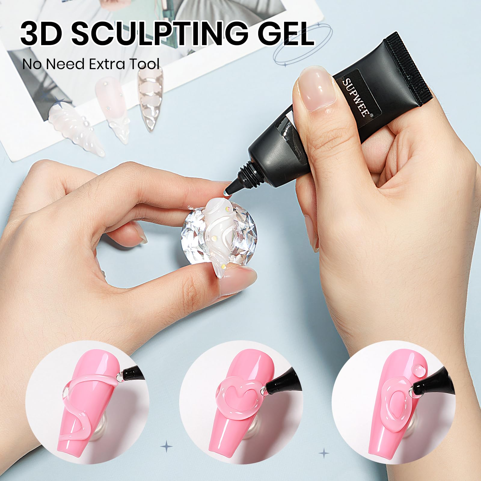SUPWEE rhinestone glue holding gems securely for lasting sparkle