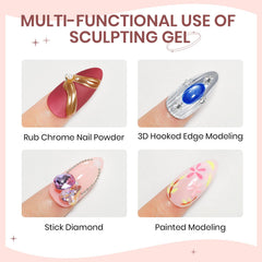 SUPWEE sculpting gel applied on nail pre-cure showing easy modeling control