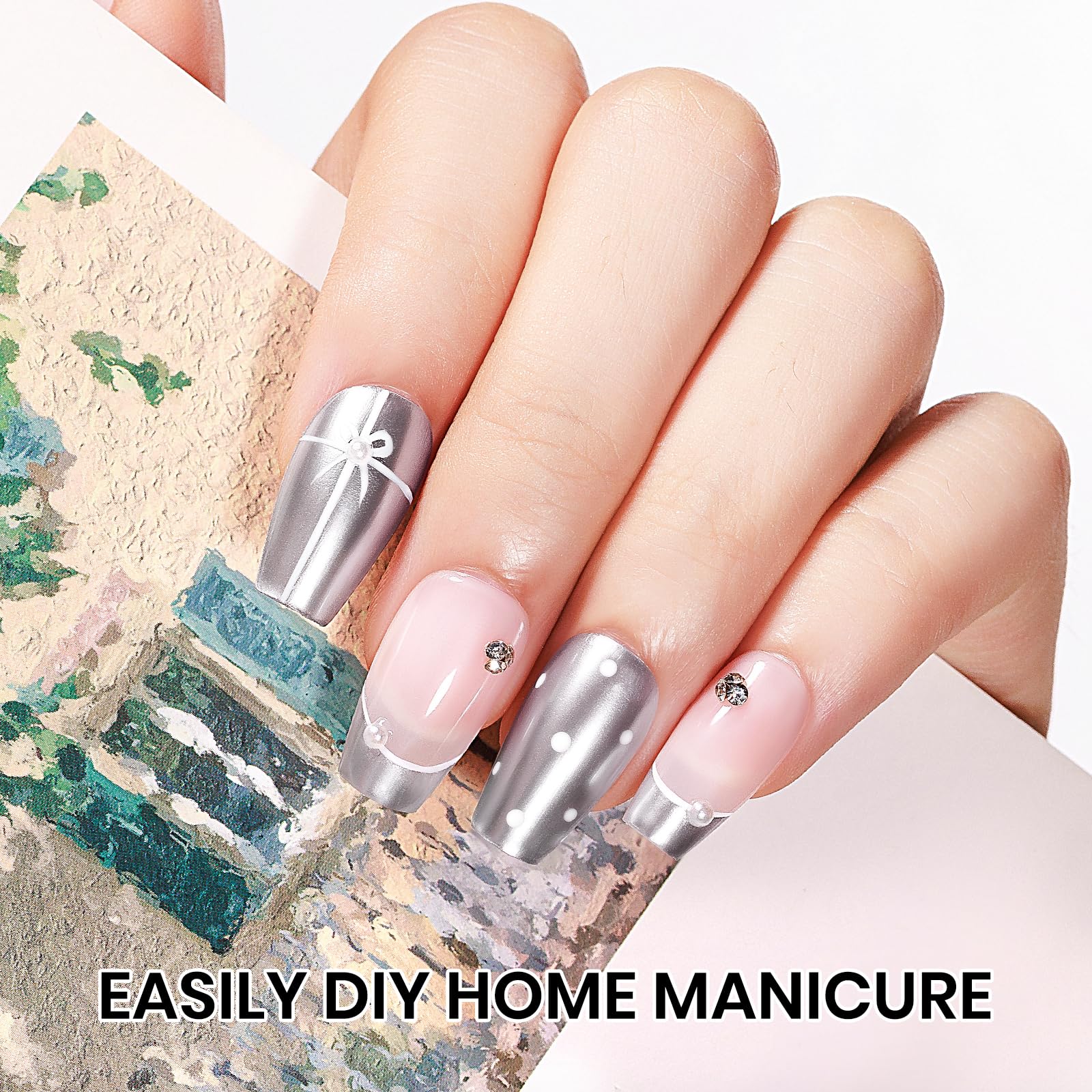 SUPWEE toenail being painted with silver metallic polish showing quick-dry convenience