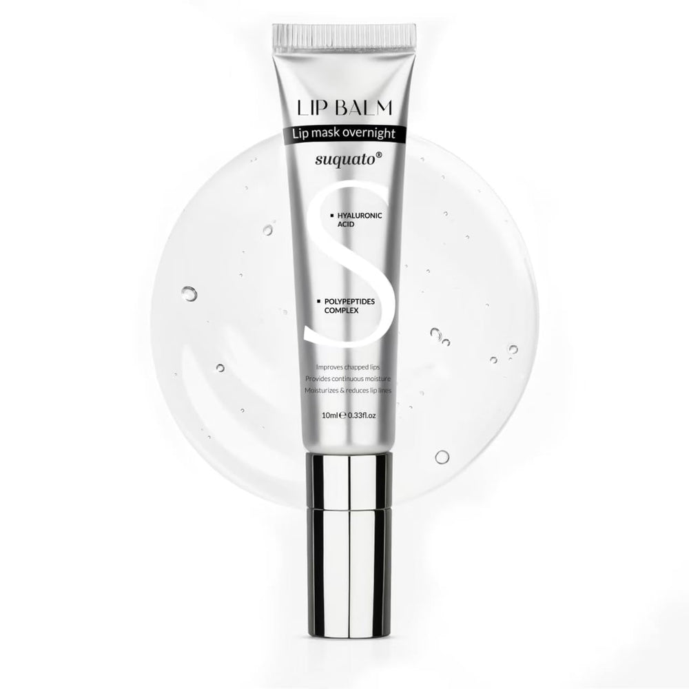 suquato front packaging showing mini peptide lip set and travel convenience
