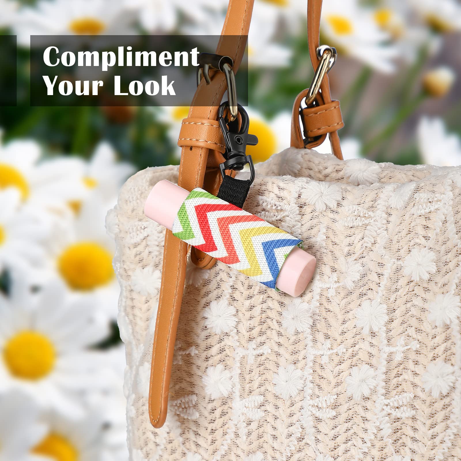 Sureio clip attached to a purse strap offering easy access benefit