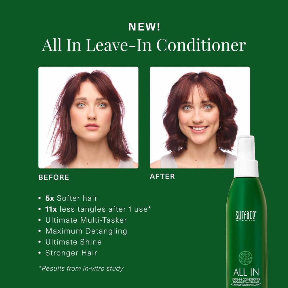 SURFACE leave-in texture close-up highlighting lightweight formula and non-greasy finish