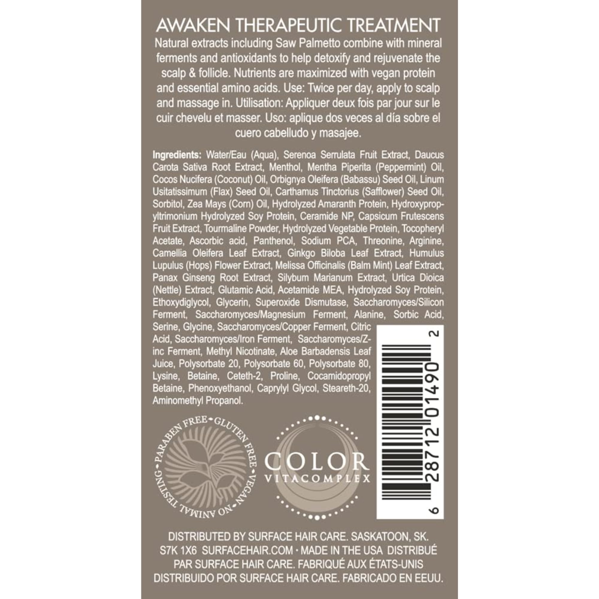 Surface back label close-up listing ingredients for ingredient transparency