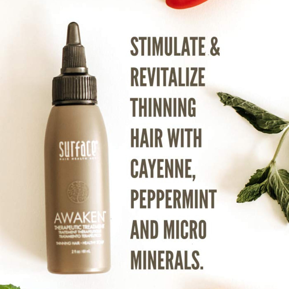 SURFACE ingredient array with saw palmetto and botanicals highlighting purity