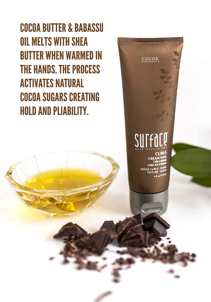 SURFACE pouring cocoa and shea butter to highlight nourishing natural ingredients