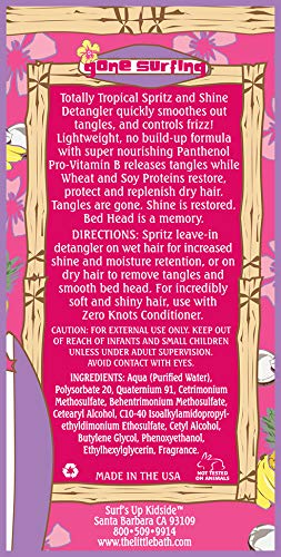 Surf's Up Kidside being applied to child's hair demonstrating detangling benefit: smoother combing