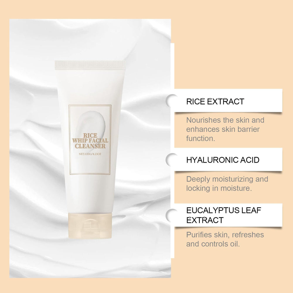 SURORAIN rice cleanser rich foam on palm demonstrating gentle effective cleansing