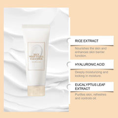 SURORAIN rice cleanser rich foam on palm demonstrating gentle effective cleansing