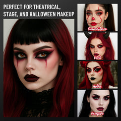 SUSIKEKI applied on model eye showing dramatic red-black look for costume impact