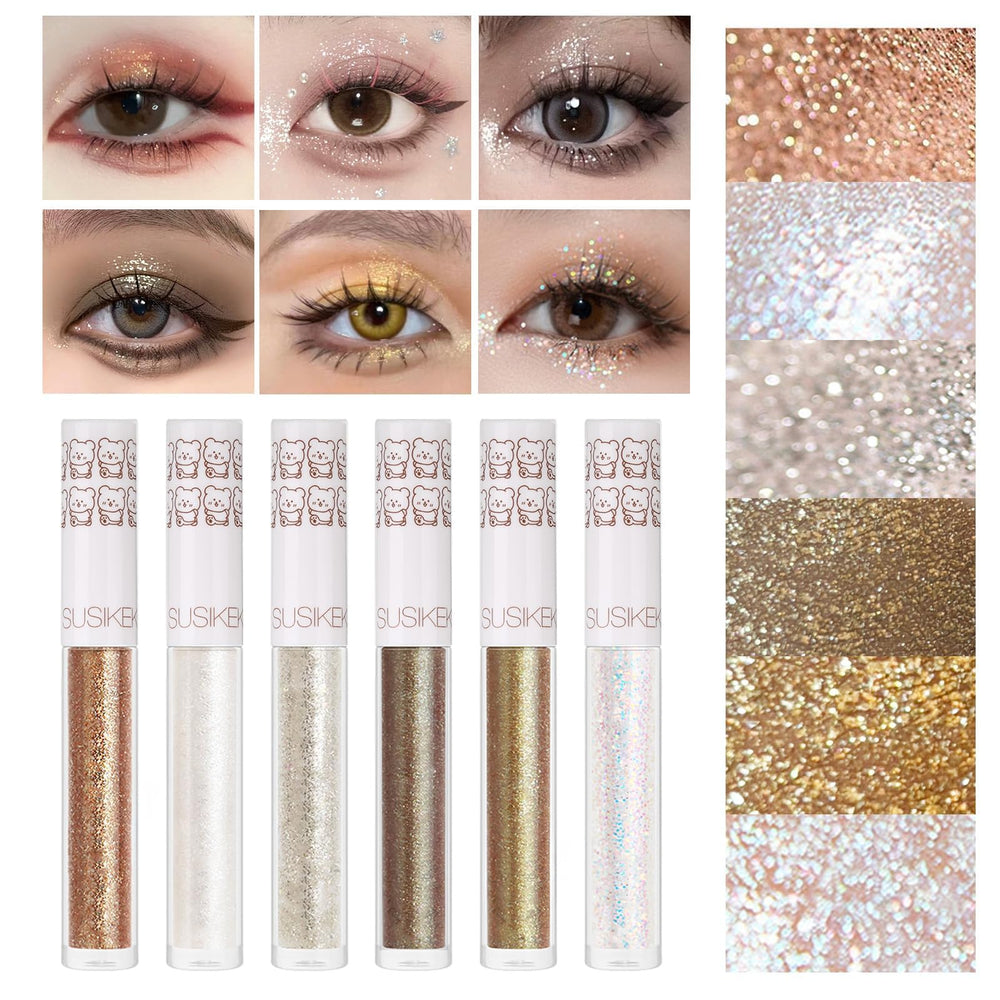 SUSIKEKI front packaging showing six glitter tubes and clear labeling for gift-ready appeal