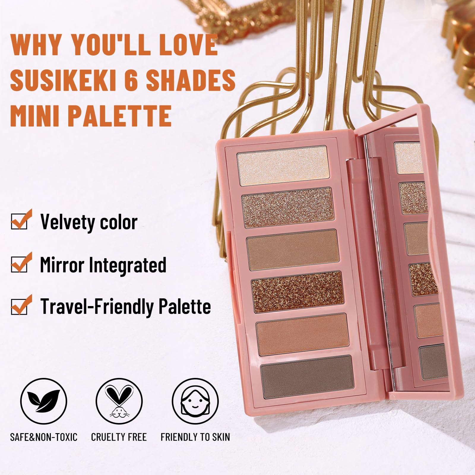 SUSIKEKI swatches on forearm demonstrating true caramel and bronze payoff
