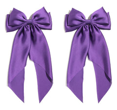 SUSULU purple bow clip front view shows elegant satin and secure metal hold