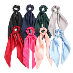 SUSULU front view of eight-pack scrunchies showing colors and packaging benefit fast selection