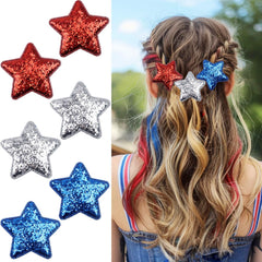 Sutaozhi front view of six red white blue star clips showing festive set benefit