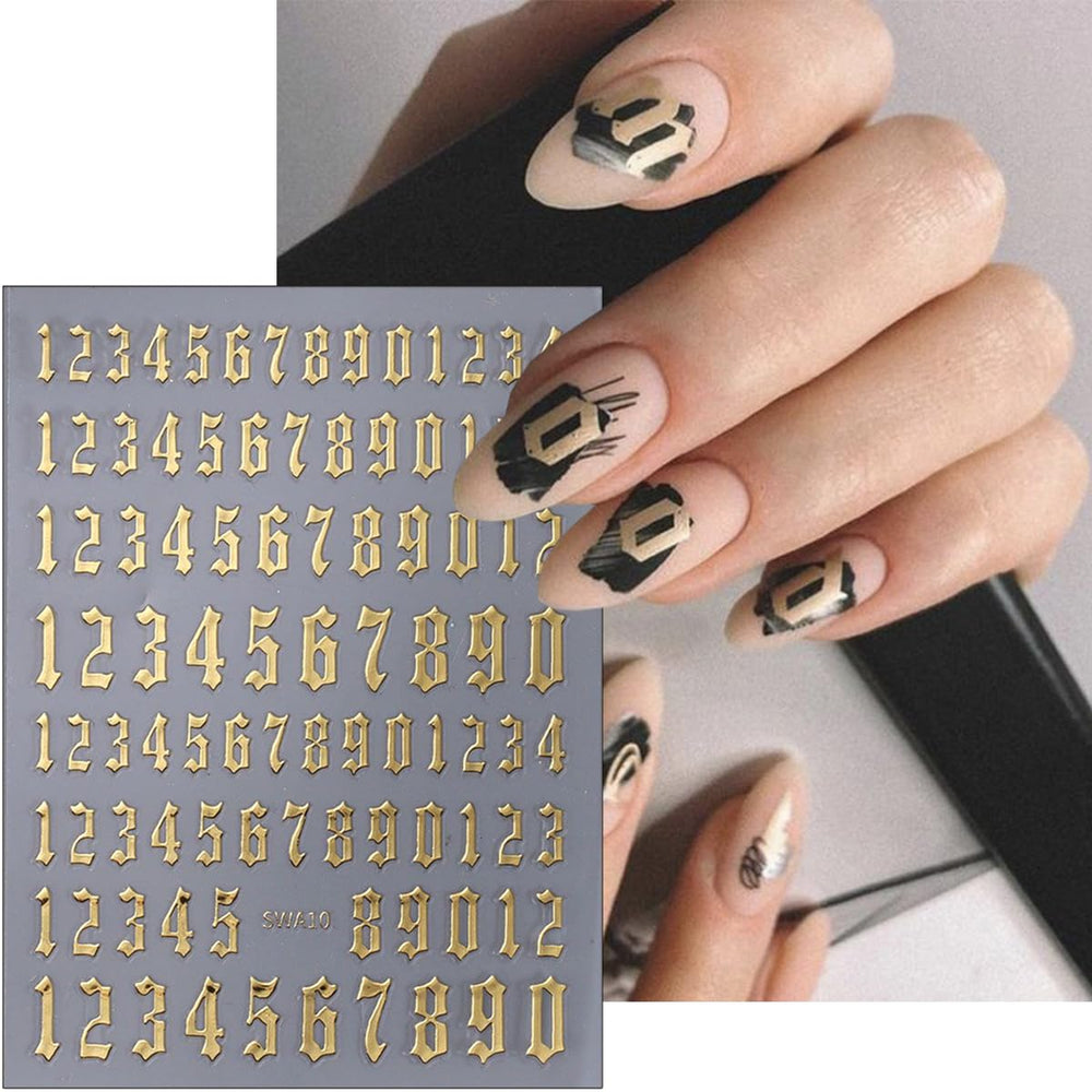 Sutaozhi silver numbers applied on nail for an easy statement manicure benefit