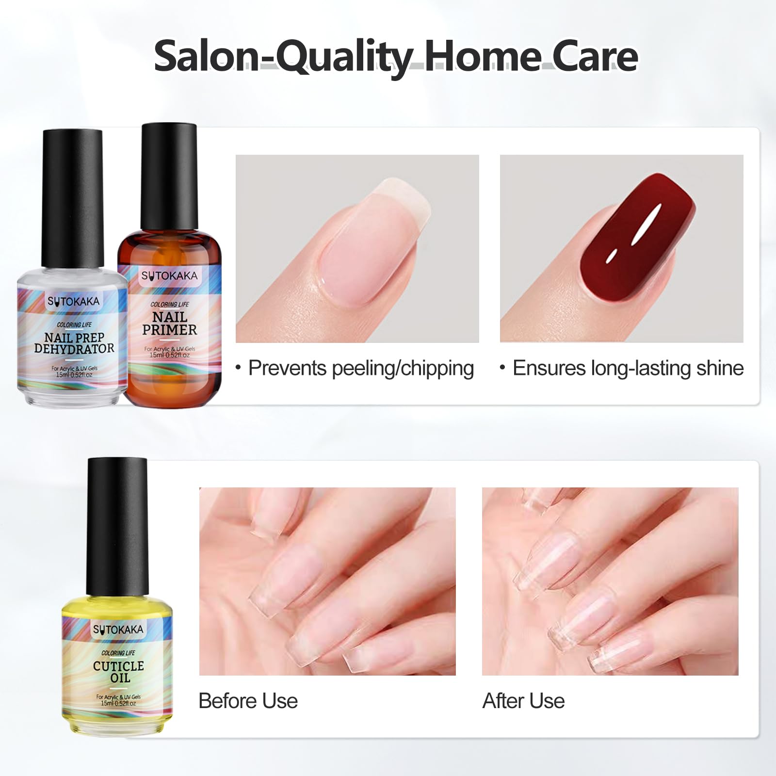 SUTOKAKA application in use prepping nails for stronger adhesion