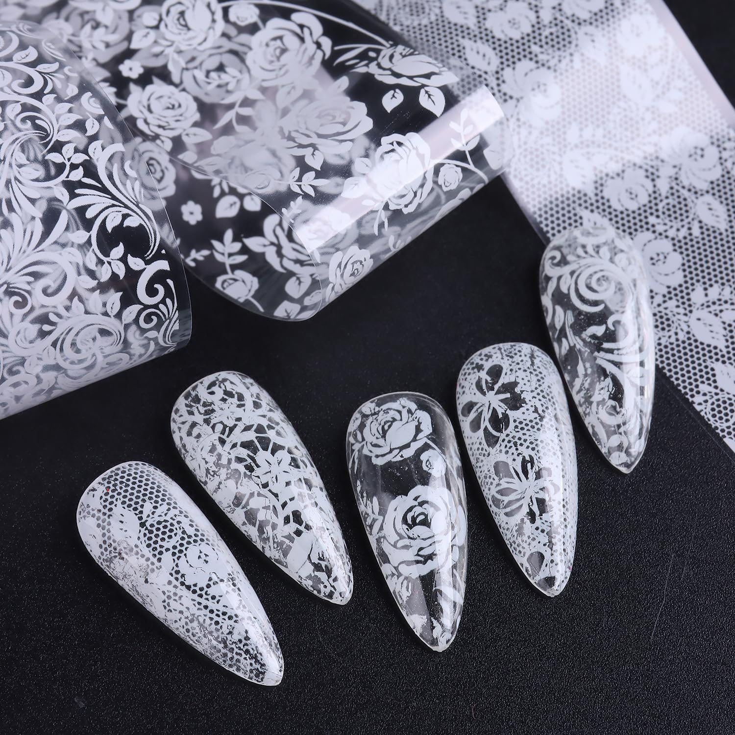 SUTOKAKA black floral designs sheet revealing high-contrast motifs ideal for accents