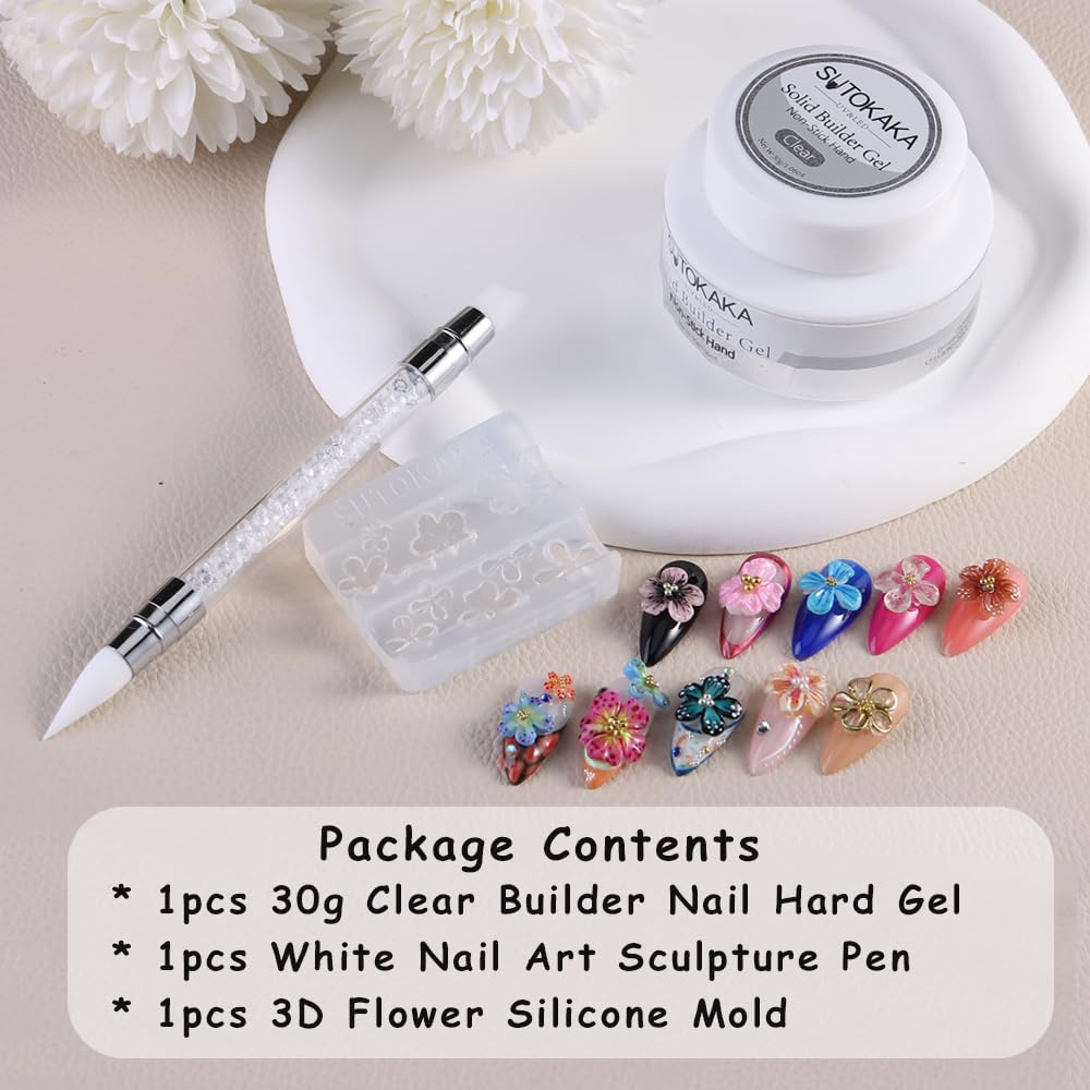 SUTOKAKA clear solid builder gel jar top view for easy shaping
