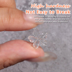 SUTOKAKA cured 3D charms on salon table showing smooth no-wipe finish