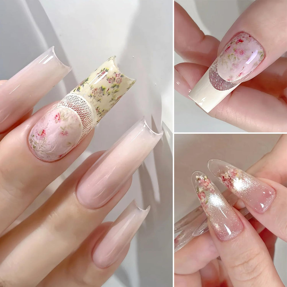 SUTOKAKA cut patterns laid out ready to apply, speeding DIY manicure workflow