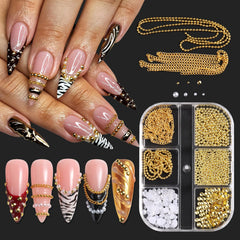 SUTOKAKA grid box showing six compartments and mixed nail charms for variety