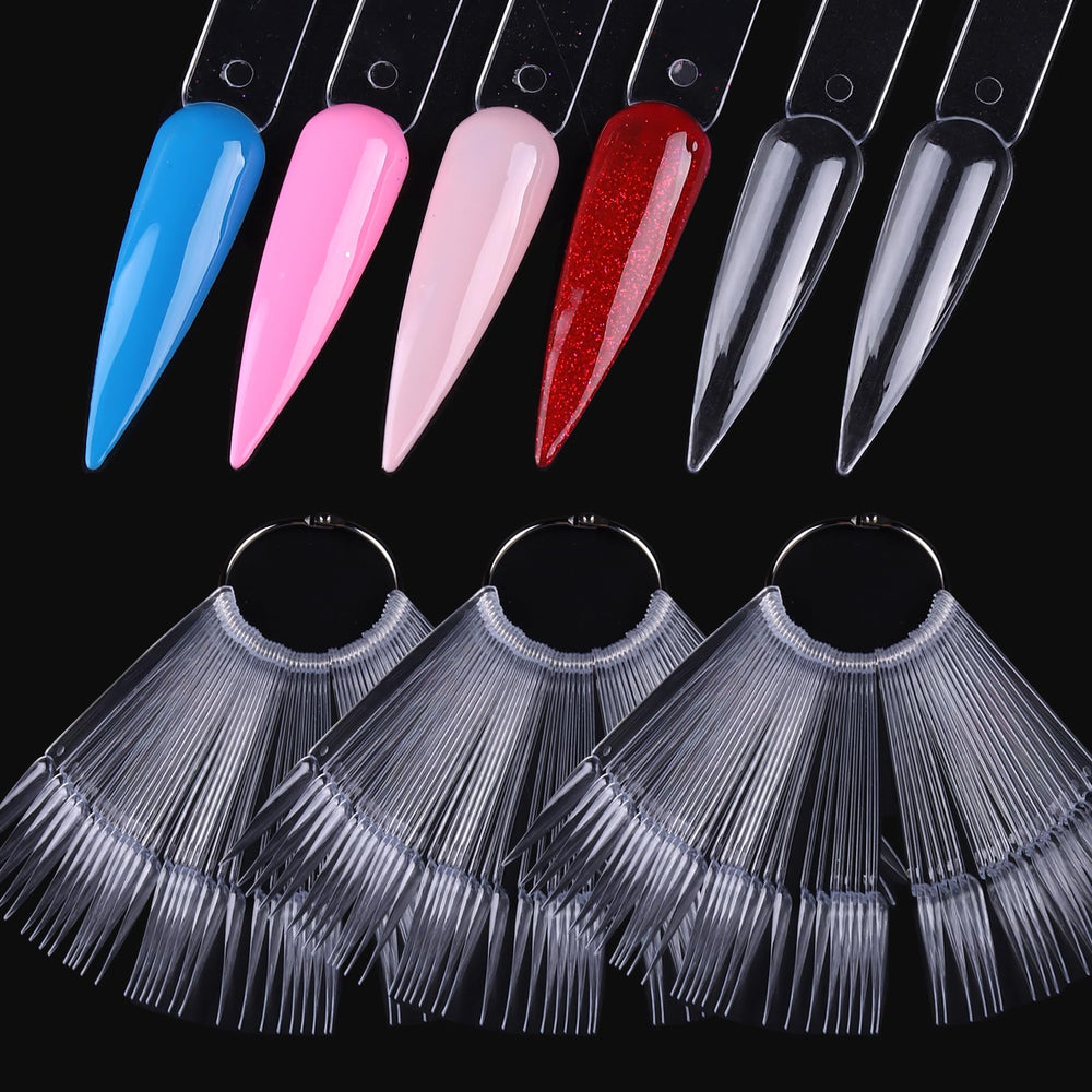 SUTOKAKA front view of clear stiletto swatch pack shows organized sample set