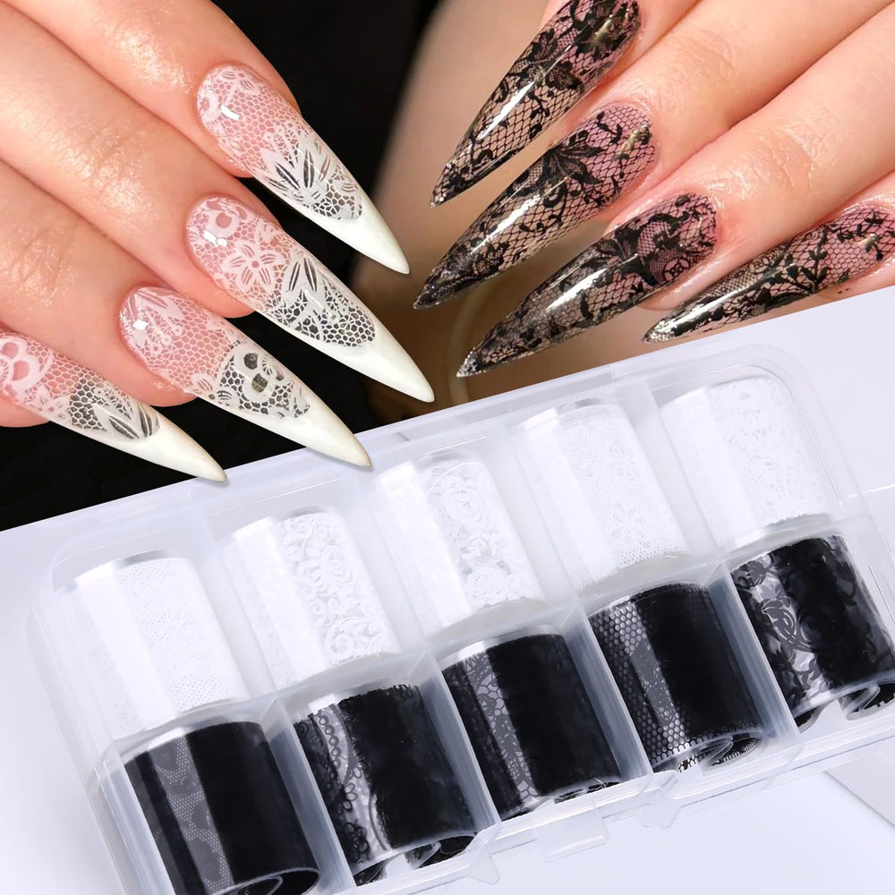 SUTOKAKA front packaging showing 10-roll lace foil set and clear labeling for convenience