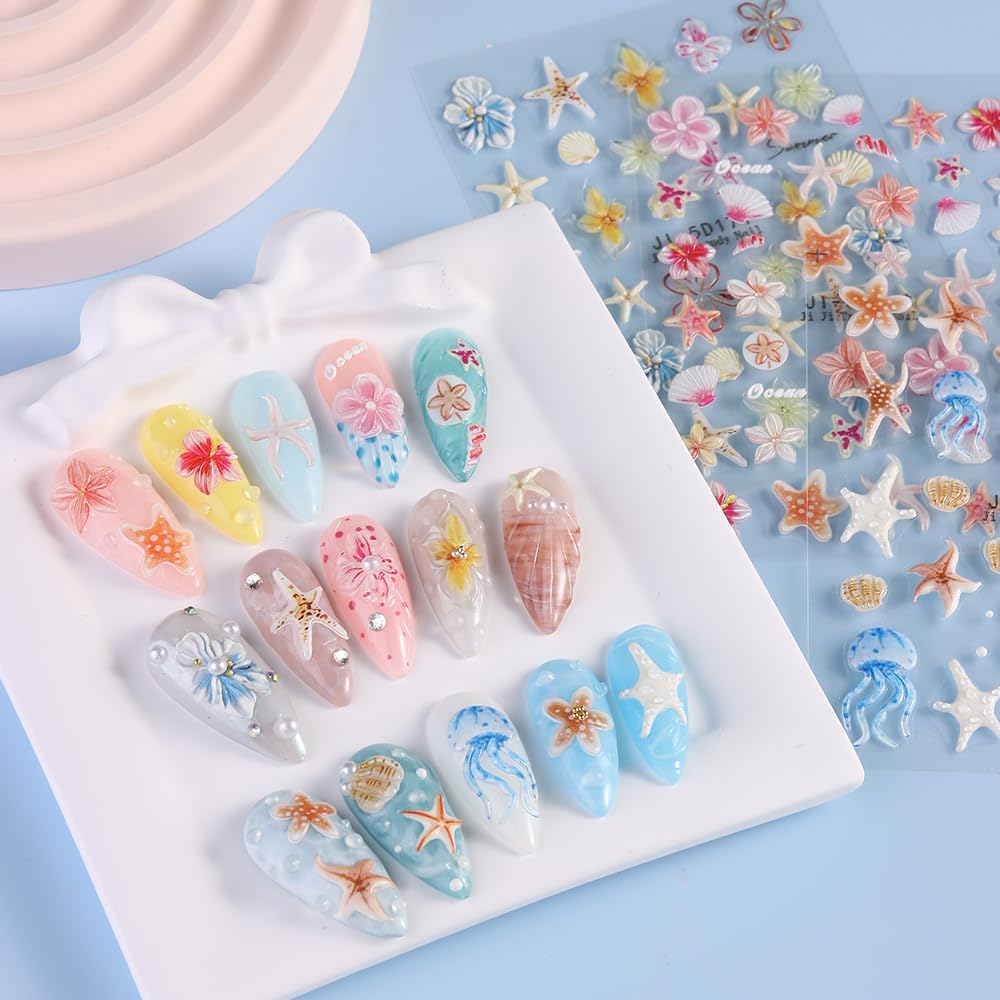 SUTOKAKA stickers styled with summer accessories to show holiday manicure inspiration