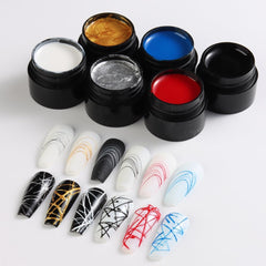SUTOKAKA red and blue spider gel used on a nail, showing bold color and decorative impact