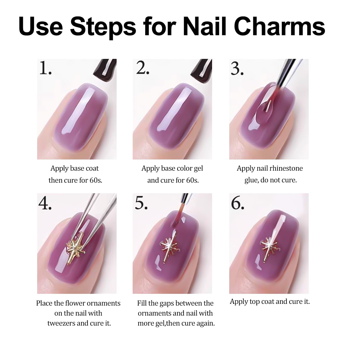 SUTOZMIWE overhead of charms sorted by style showing variety for creative nail designs
