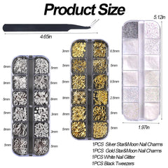 SUTOZMIWE close-up of alloy star and moon charms highlighting metallic texture for durable shine