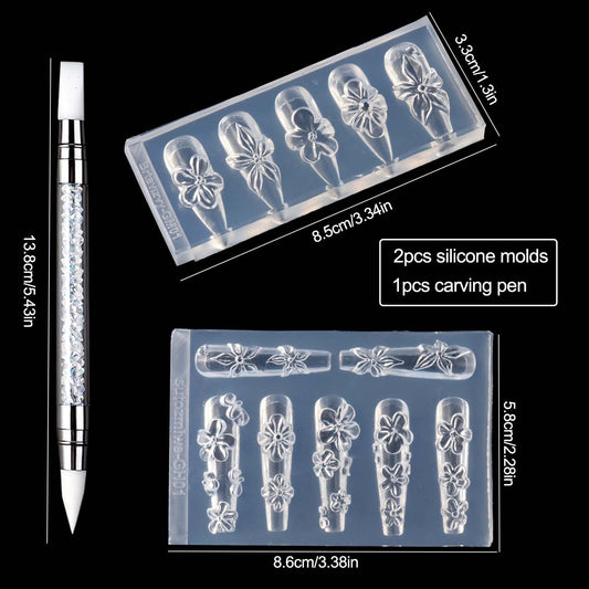 SUTOZMIWE close-up of clear silicone mold showing fine floral detail for realistic charms