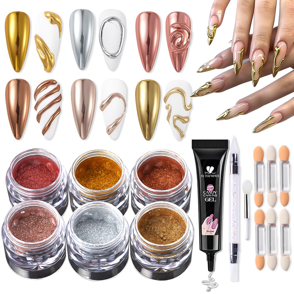 SUTOZMIWE kit front packaging showing all contents and ease of home manicure