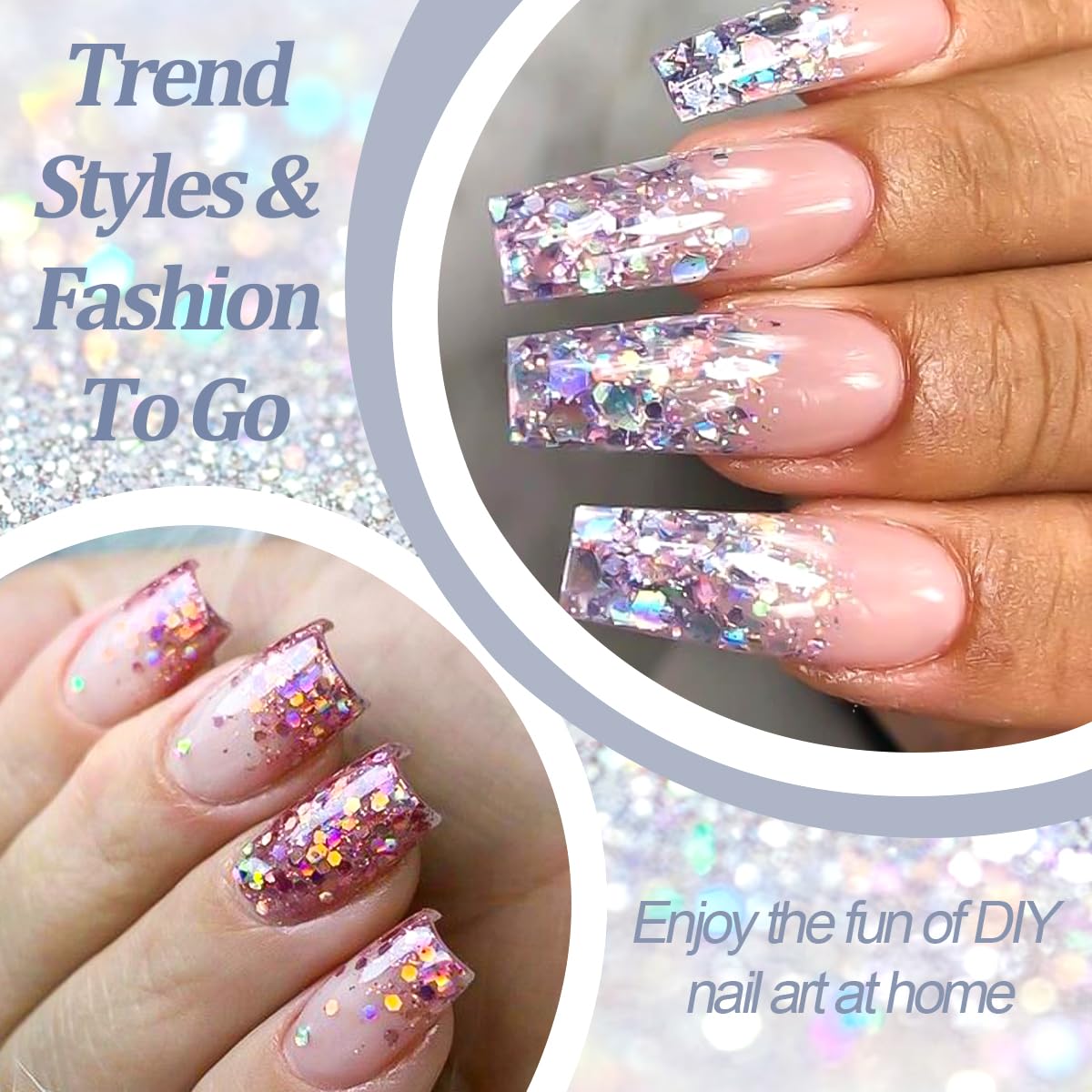 Close-up of SUTOZMIWE glitter gel texture revealing holographic sequins and reflective shimmer