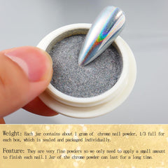 SUTOZMIWE silver metallic accent nail detail showing crisp coverage and brightness
