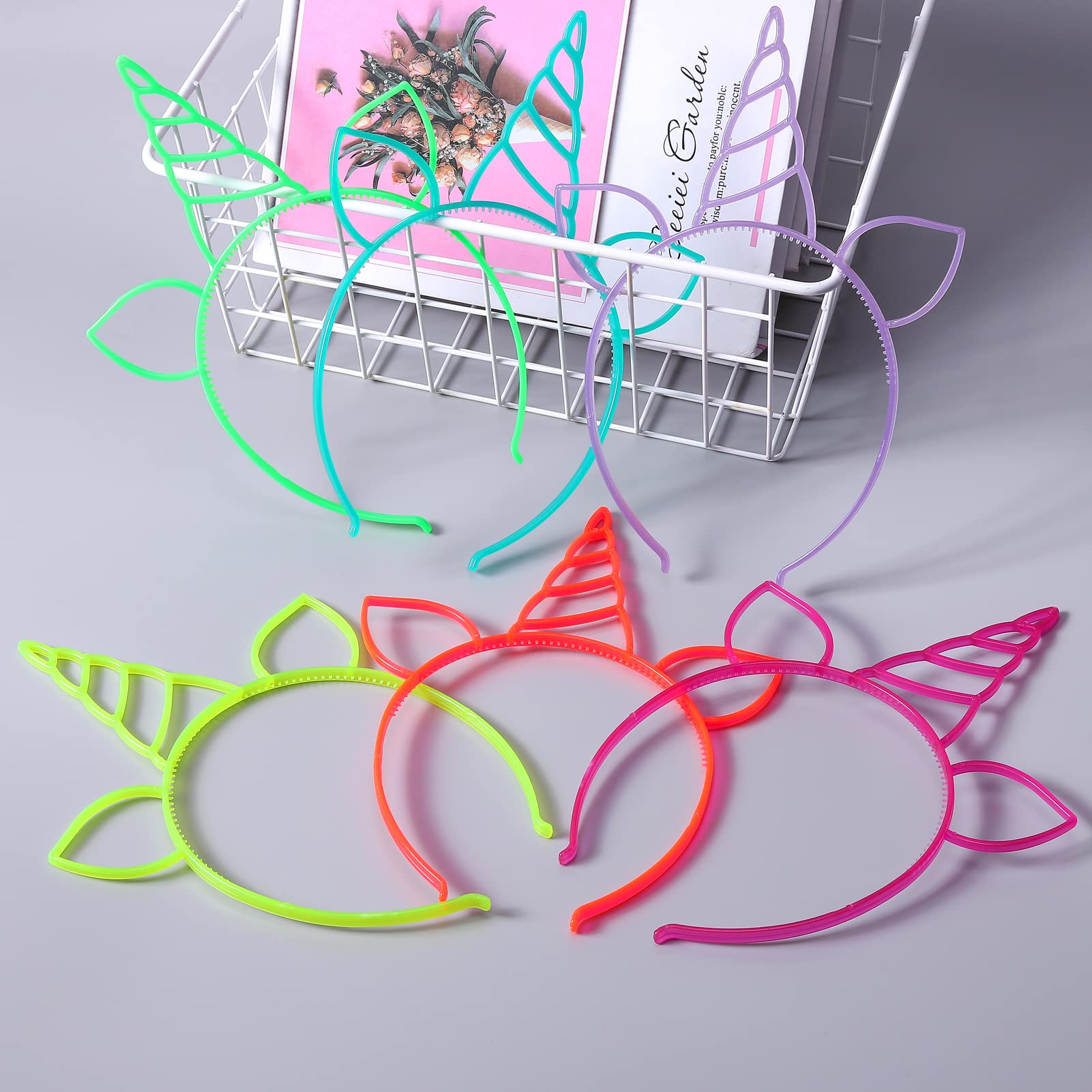 suyegirl six headbands laid out showing vibrant colors and sharing option